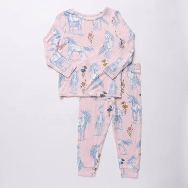 Bamboo PJ Set – Pink Unicorn Fields