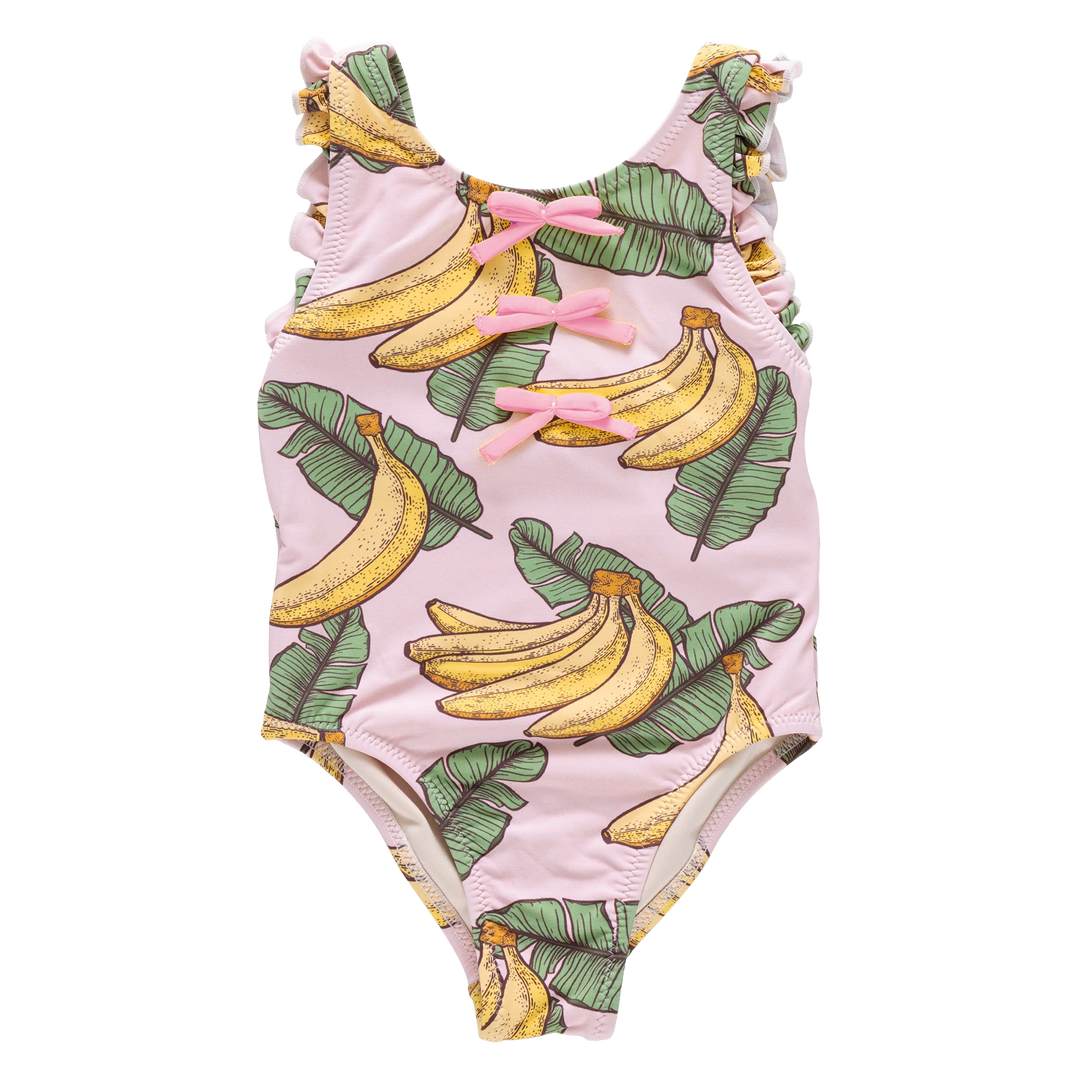Sylvie Bow Suit Pink Banana Leaves
