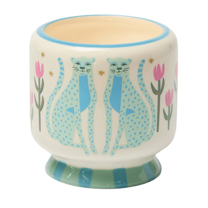 A Dopo 8 oz Hand Painted Blue Cheetah&