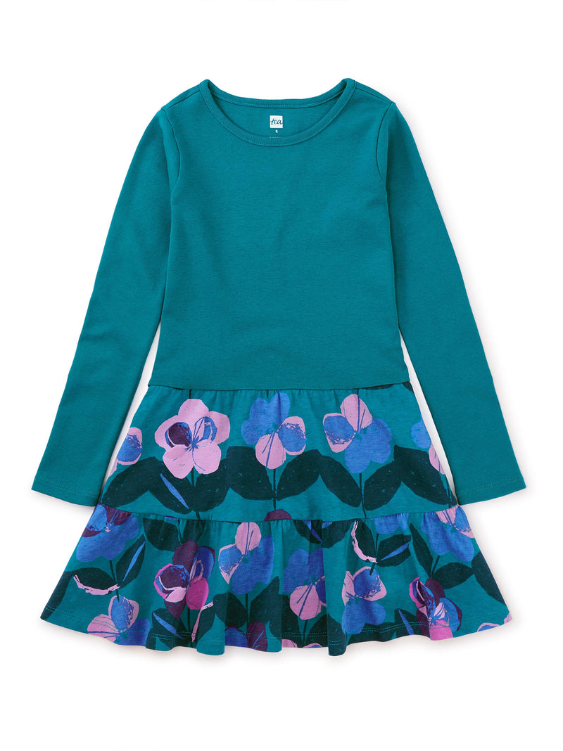Painterly Pansies Tiered Skirted Twirl Dress