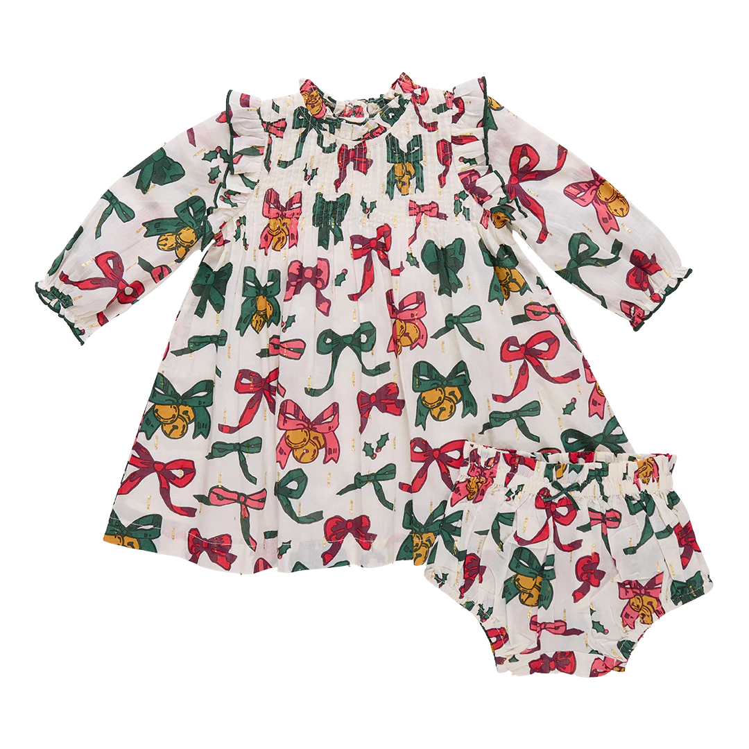 Jaipur Baby Dress Set Christmas Bows & Bells