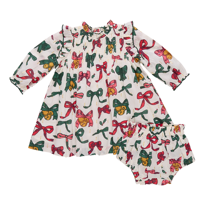 Jaipur Baby Dress Set Christmas Bows & Bells