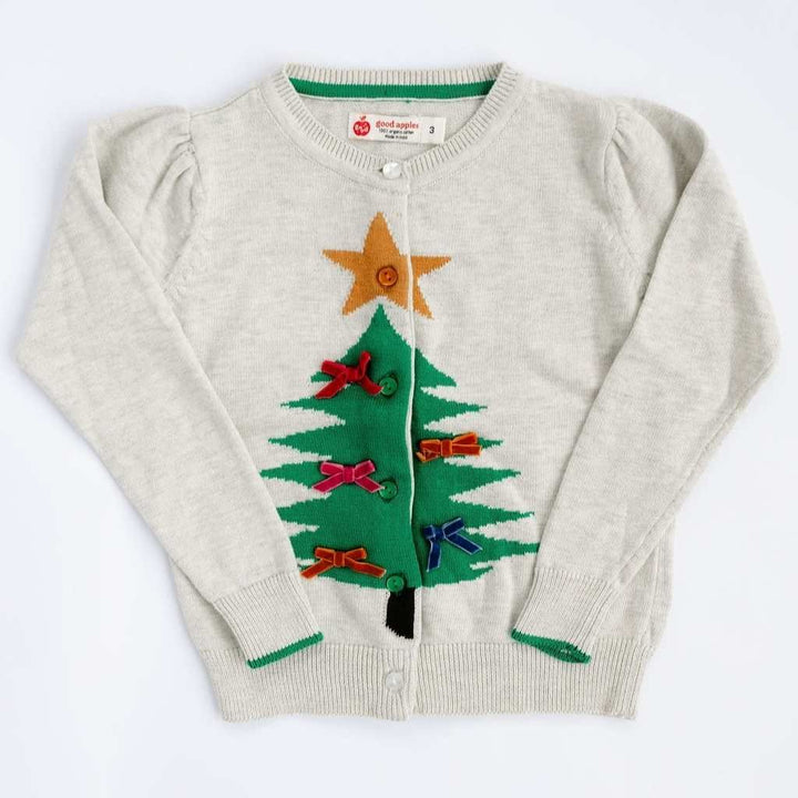 Christmas Tree Cardigan – Oatmeal Heather