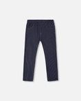 Load image into Gallery viewer, Fluid Ribbed Fabric Treggings With Embroidery In Dark Blue
