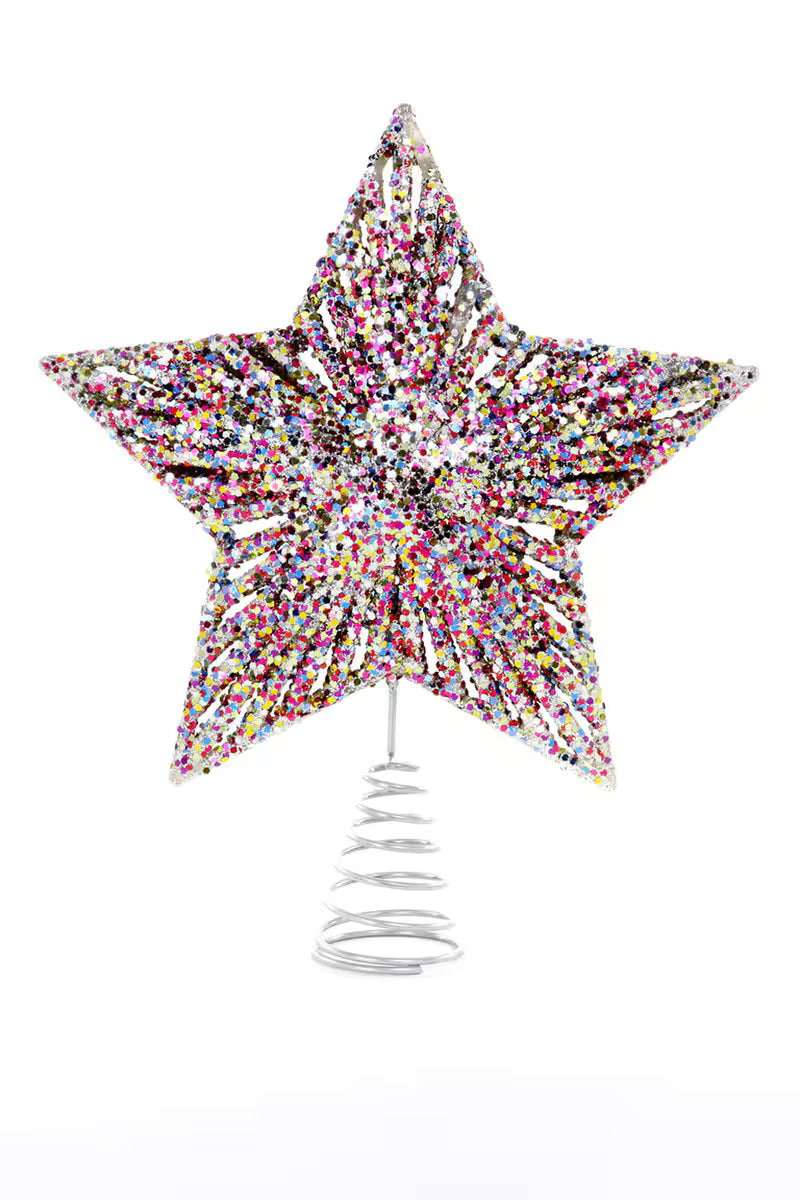 5 Point Glittered Star Tree Topper