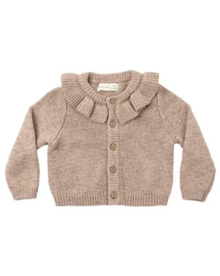Ruffle Collar Cardigan | Heathered Almond