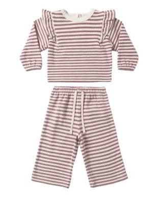 Ruffle Cozy Set | Mulberry Stripe