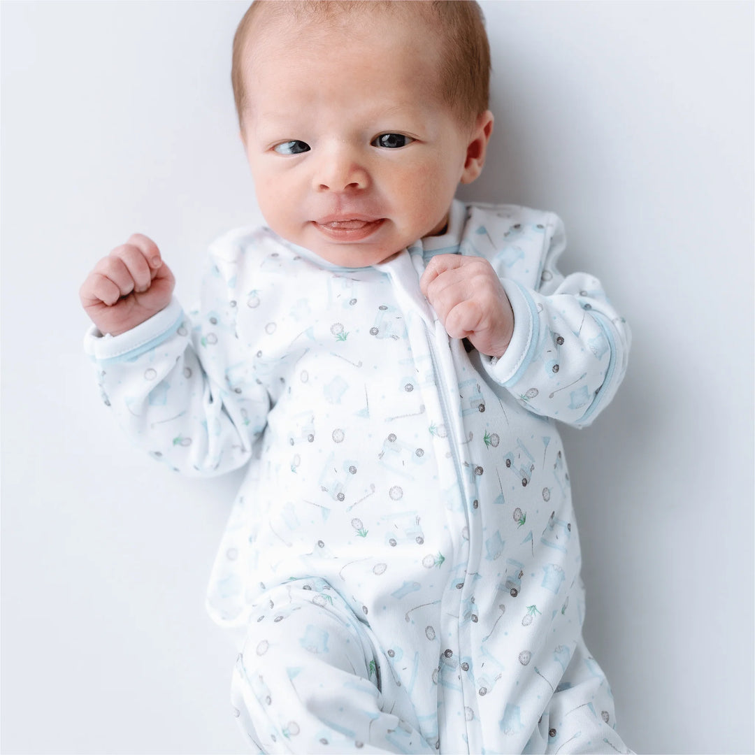 Little Golfer Print Zip Footie