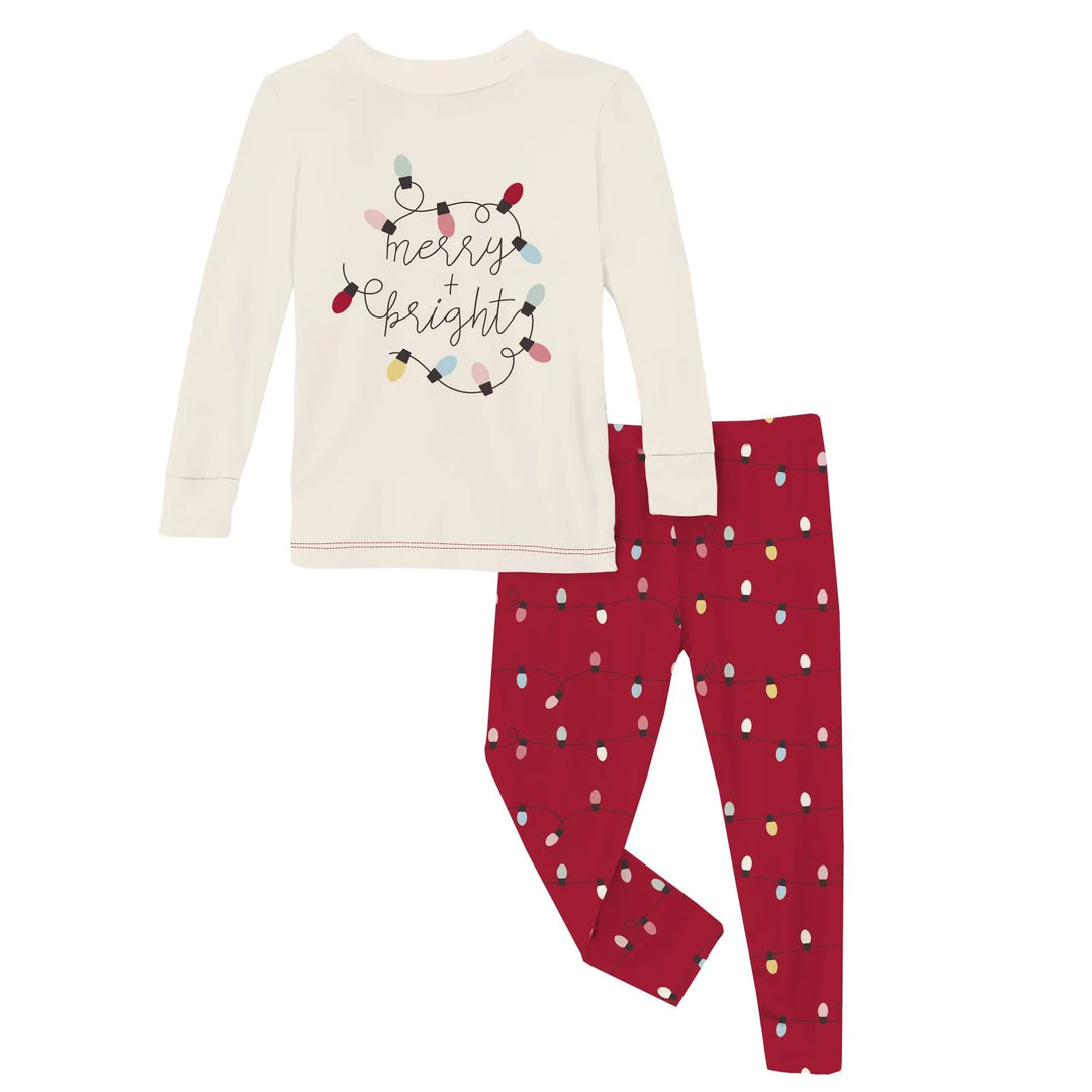Crimson Holiday Lights Pajama Set