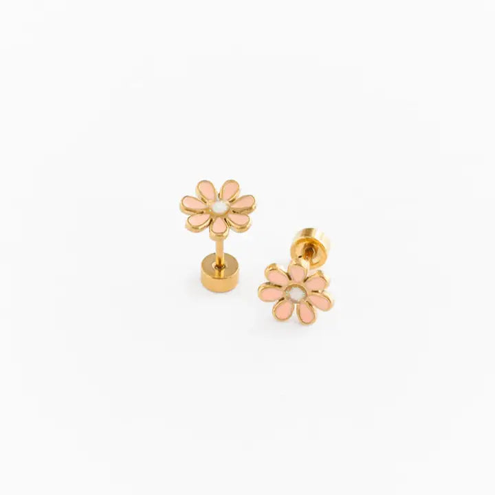 Daisy Stud Earrings - Hypoallergenic, Flat Back