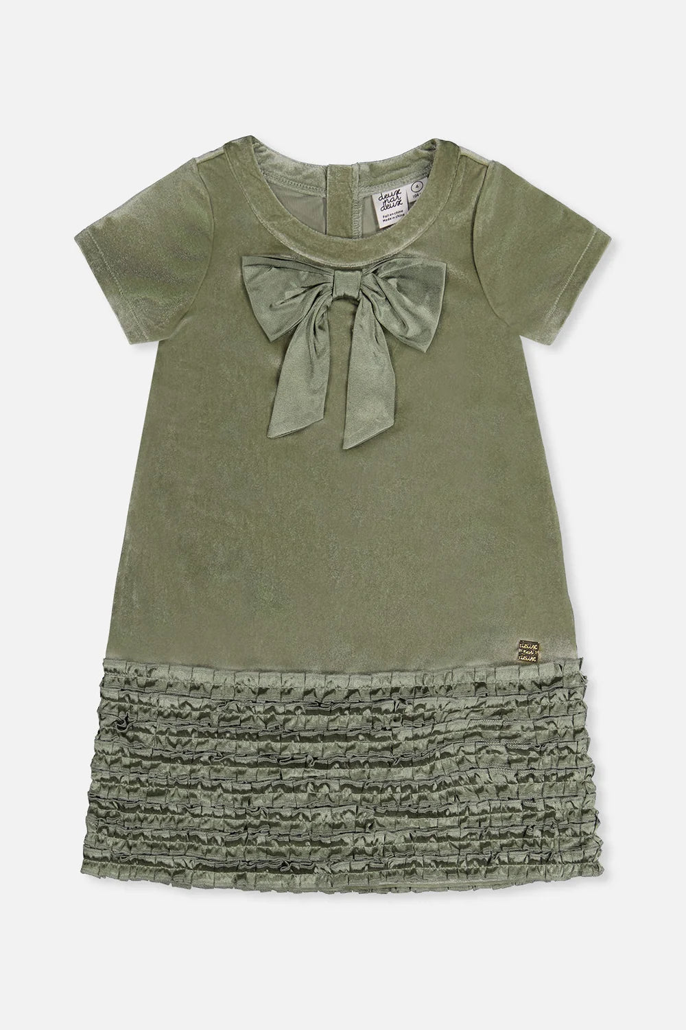 Short Sleeve A Line Dress With Bow Iceberg Green