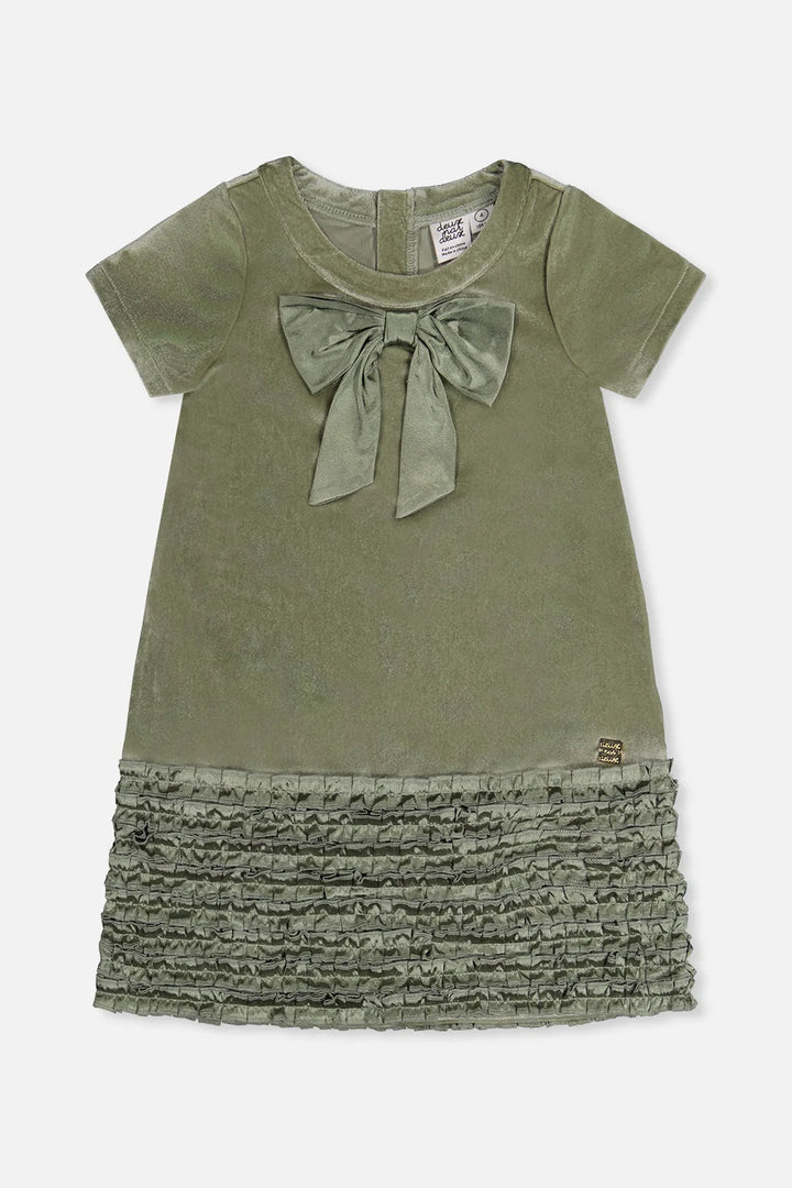 Short Sleeve A Line Dress With Bow Iceberg Green