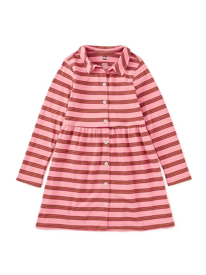 Collard Long Sleeve Shirtdress