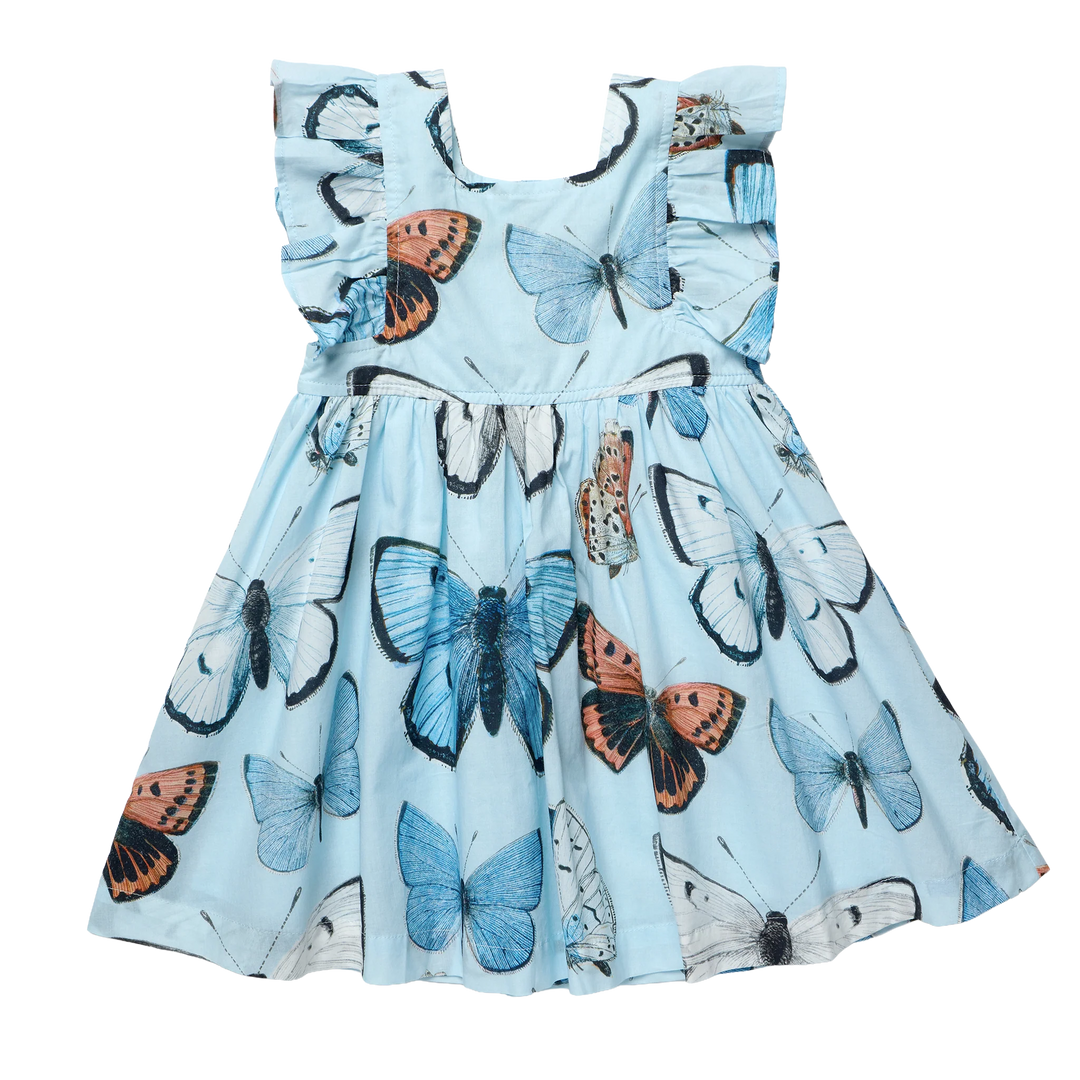 Elsie Dress Blue Vintage Butterflies