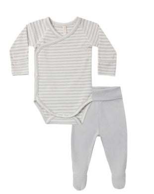 Side Snap Bodysuit + Pant Set | Cloud Stripe