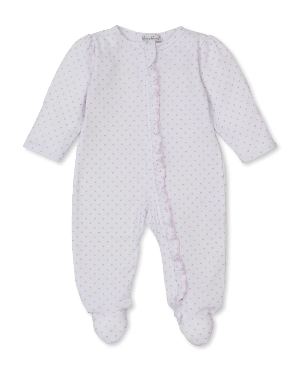 Teddy Bear Love Pink Hearts Footie
