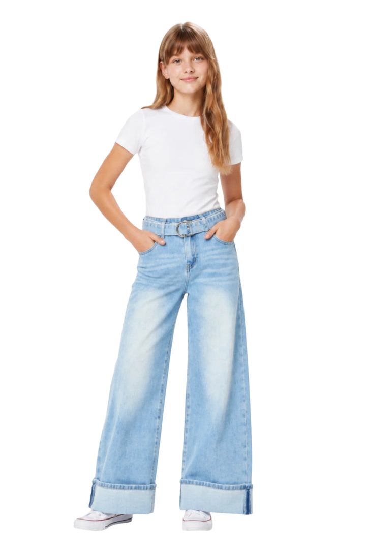 D Ring Belt Wide Leg With Cuff