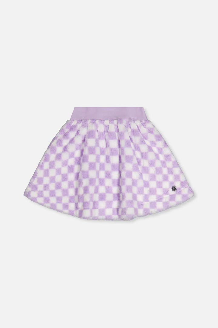 Faux Fur Checkered Skirt