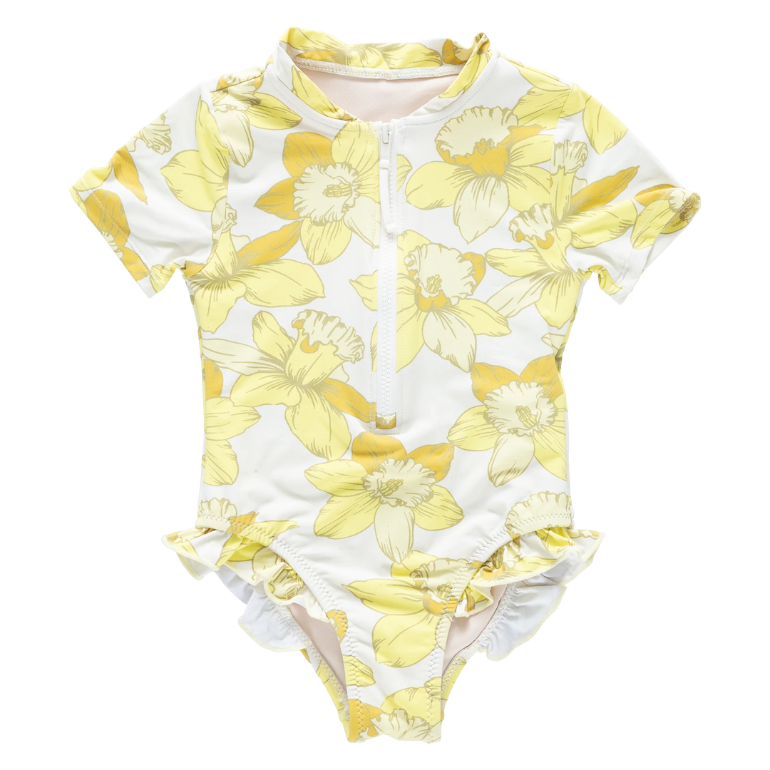 Short Sleeve Arden Suit Yellow Daffodils