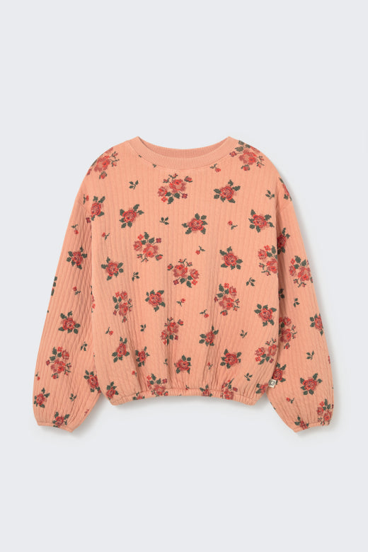 Quilted Floral Print Sweatshirt