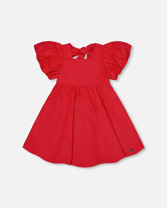 Dress with Bubble Sleeves in True Red