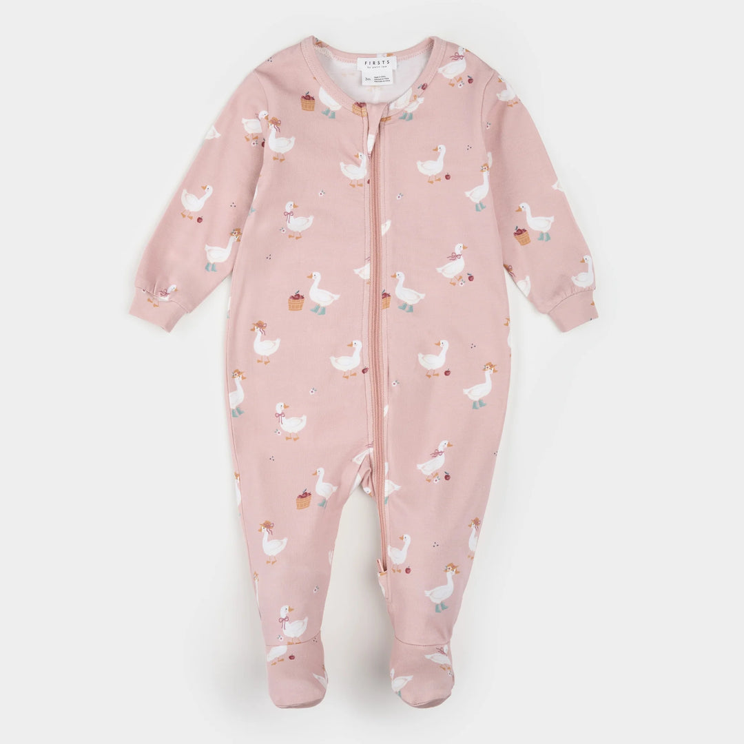 Dress-Up Duck Print on Primrose LunaKnit Sleeper