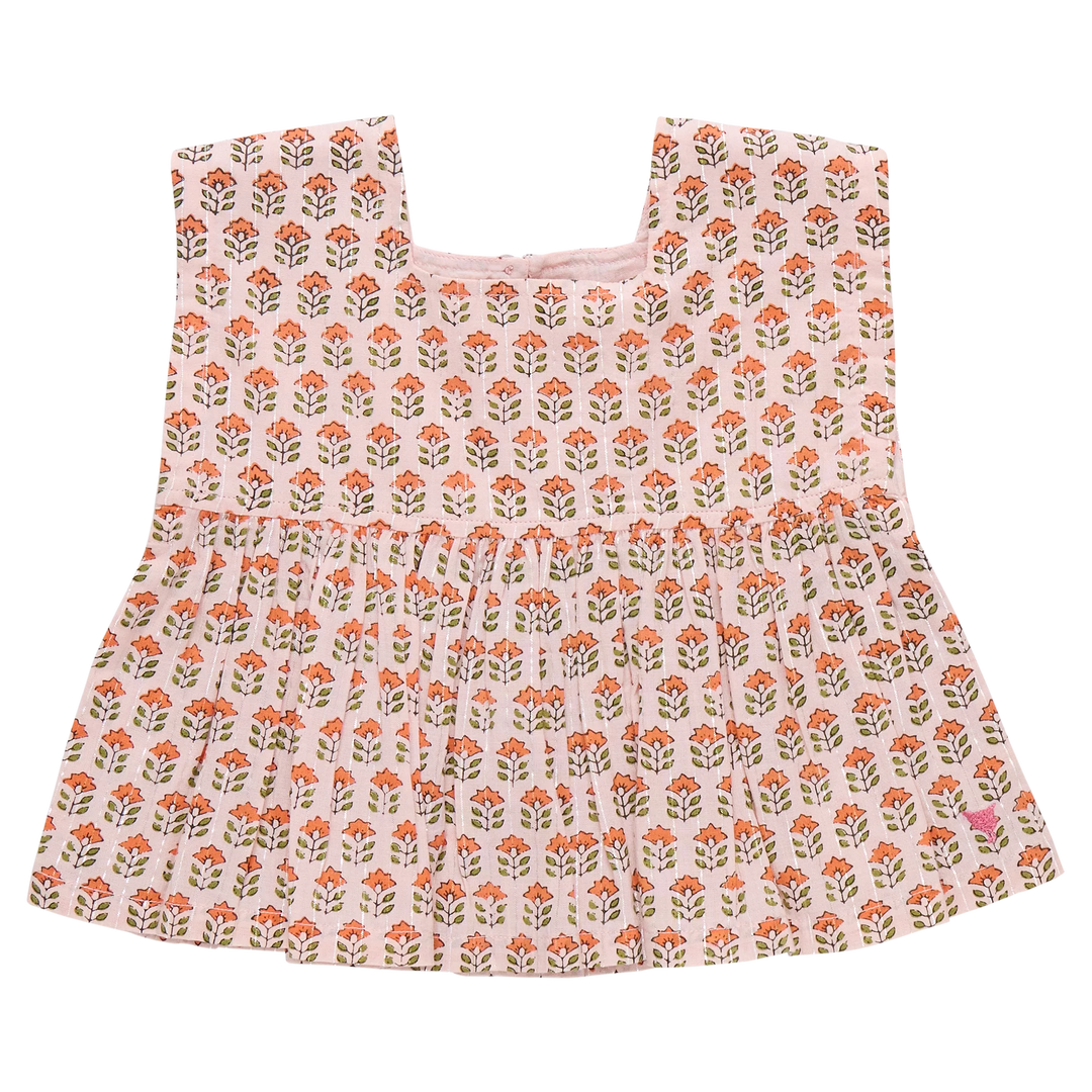 Pink Prairie Block Print Kamari Top