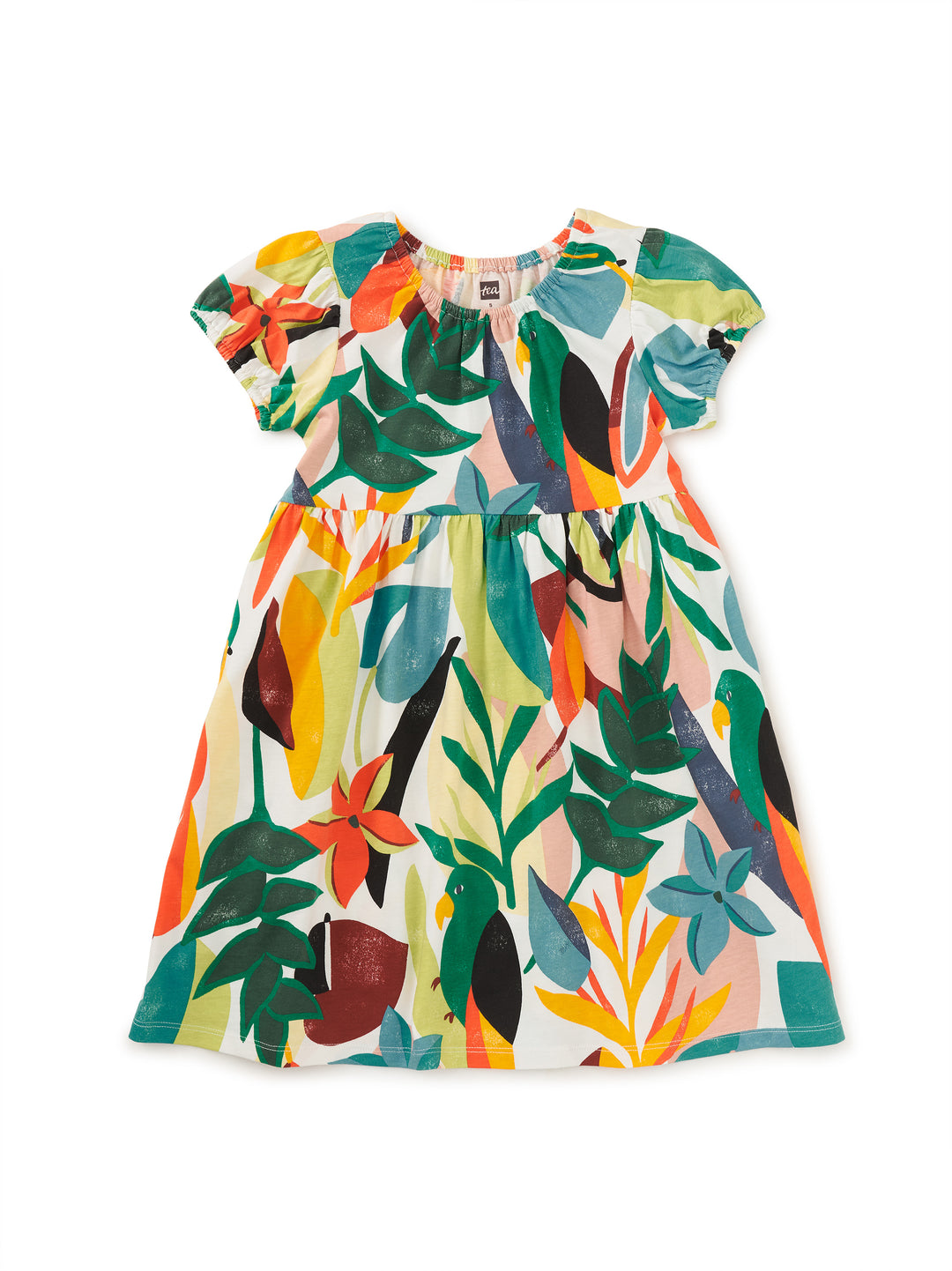 Parakeet Tropicalia Puff Sleeve Empire Dress