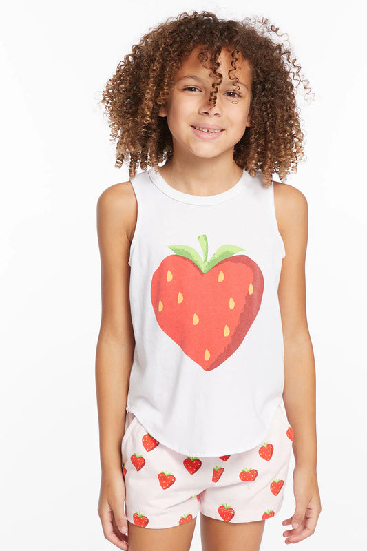 Heart Strawberry Girls Vintage Jersey Shirttail Muscle