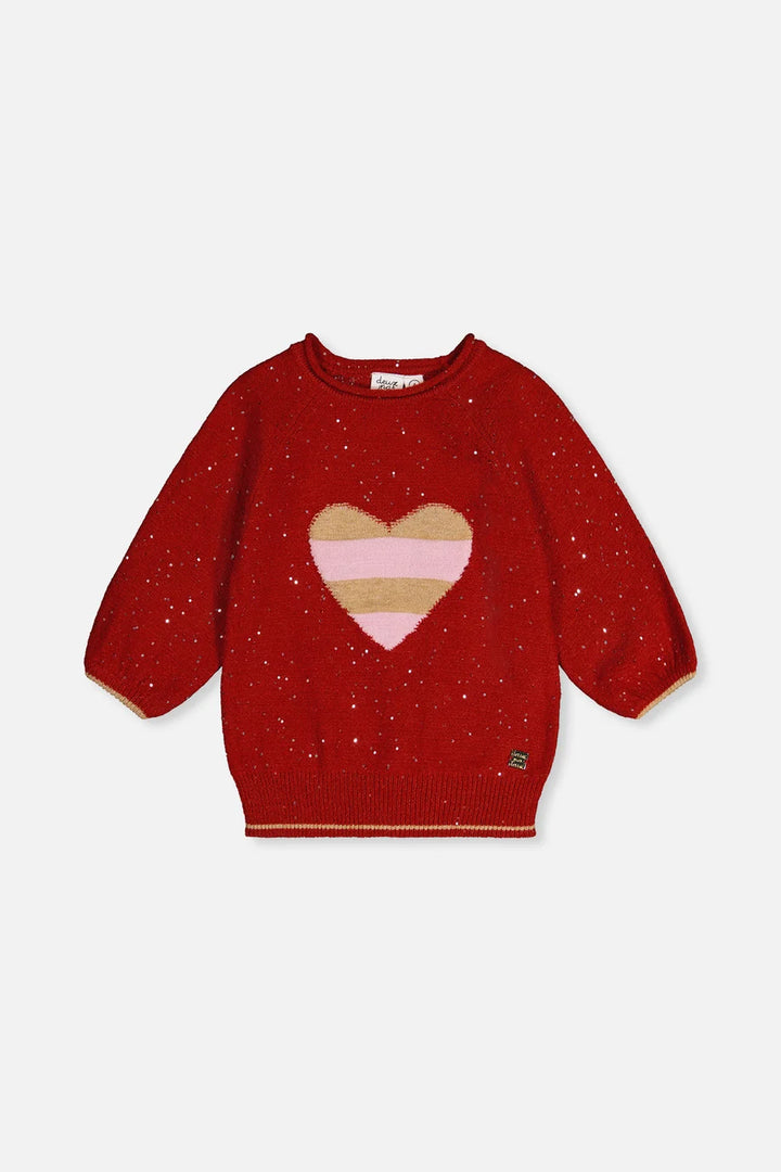 3/4 Sleeve Knitted Sweater - Red