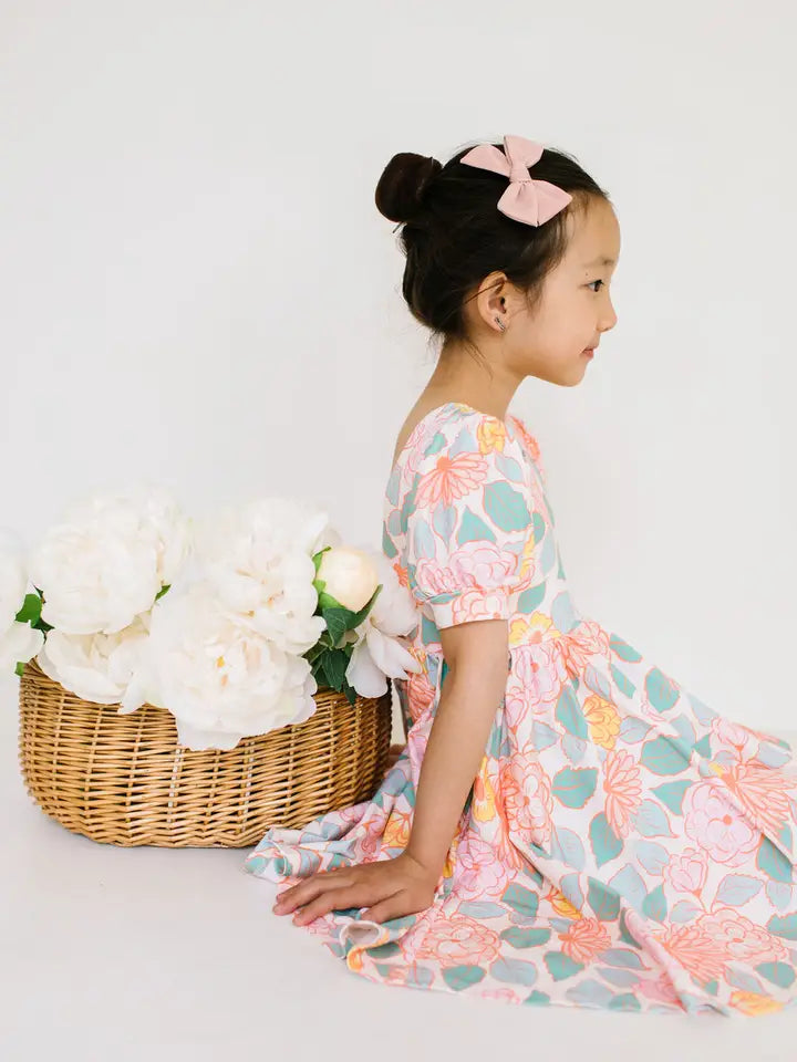 Puff Twirl Dress in Soft Floral