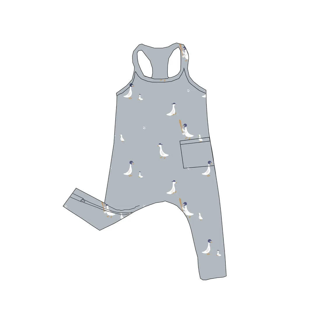 Cotton Tank Romper Baseball Goose