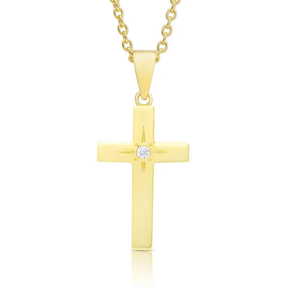 Cross Necklace with CZ - Gold