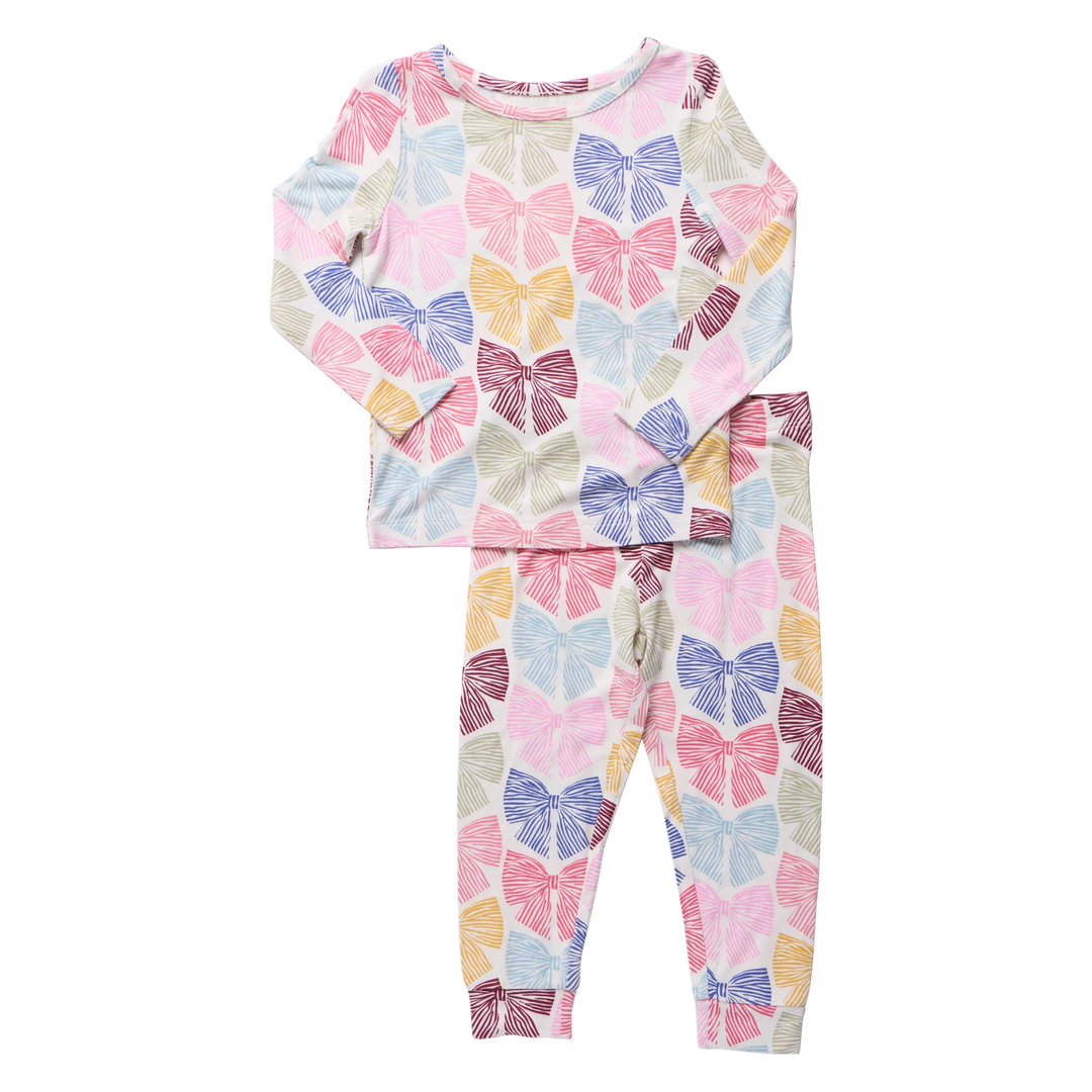 Bamboo PJ Set – Bright Multi Bows