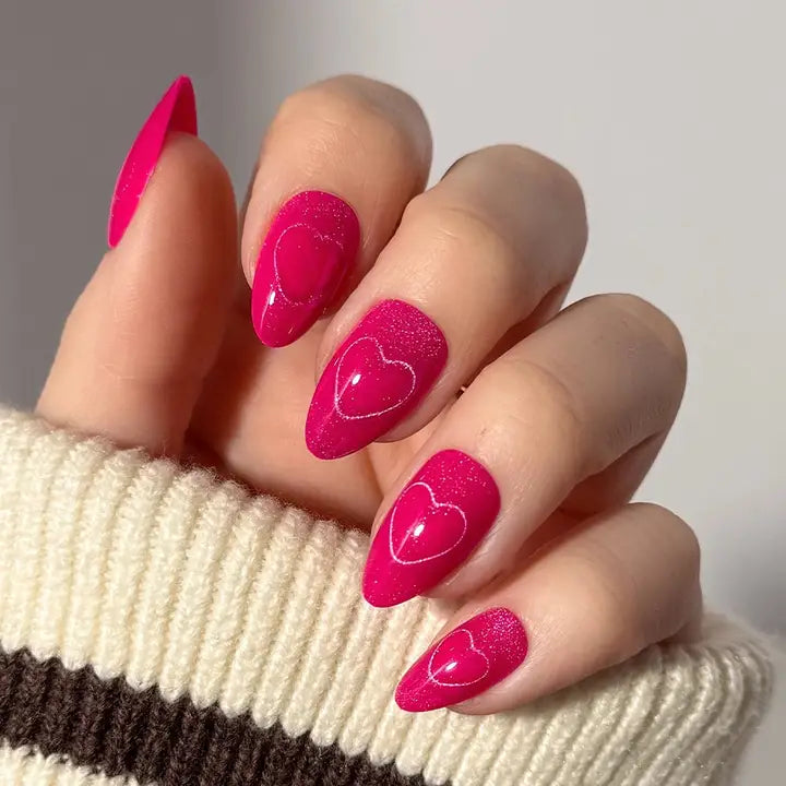 Text Me Back Press-On Nails | Short Almond Pink Magnetic