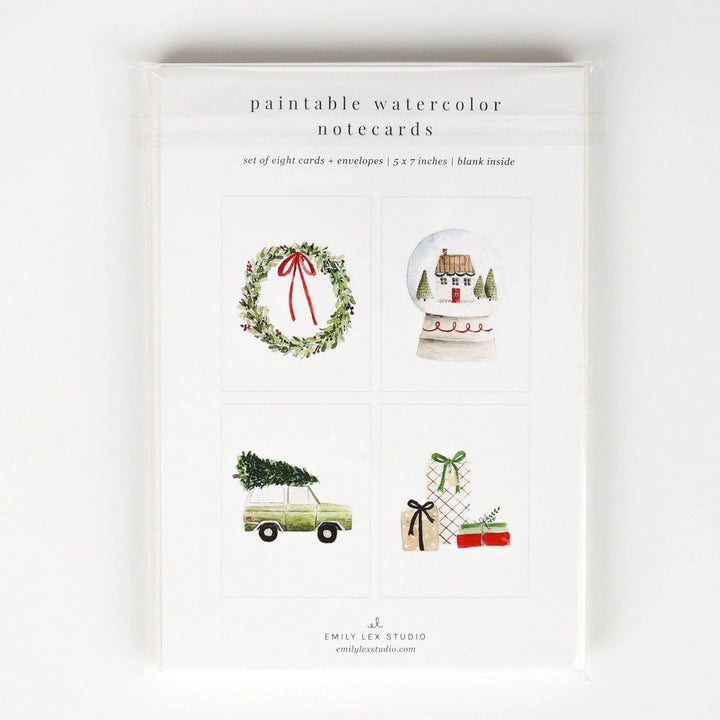 Christmas Cheer Printable Watercolor Notecard Set