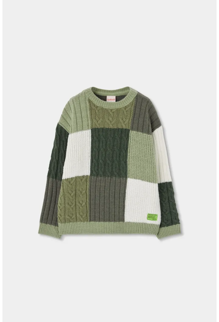Mixed Knit Color Block Sweater