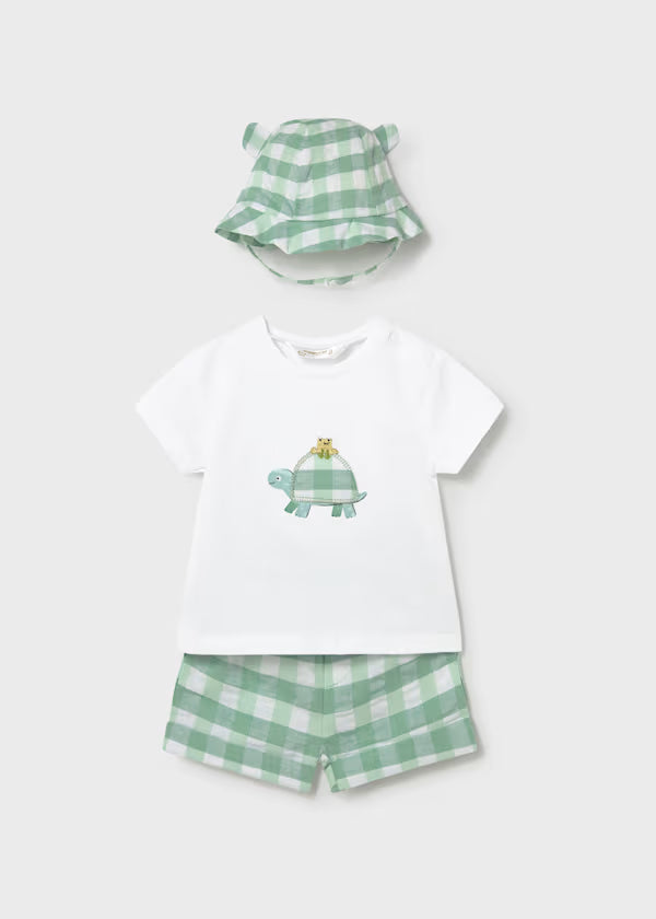 Turtle Check Shorts & Hat 3pc Set