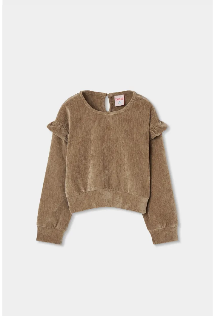 Velour Ruffle Sweatshirt