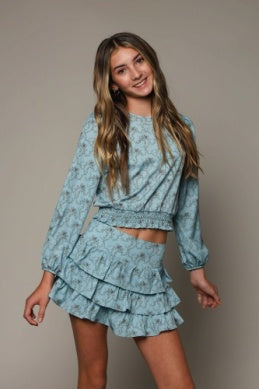 Digital Print 3-Tiered Mini Dress