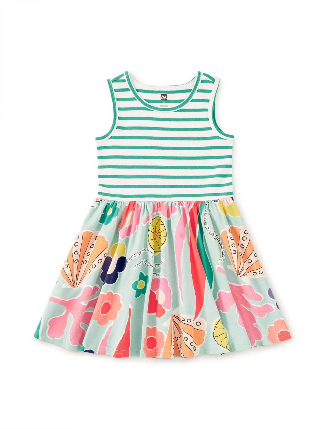 Print Mix Tank Skirted Dress Sea Floral