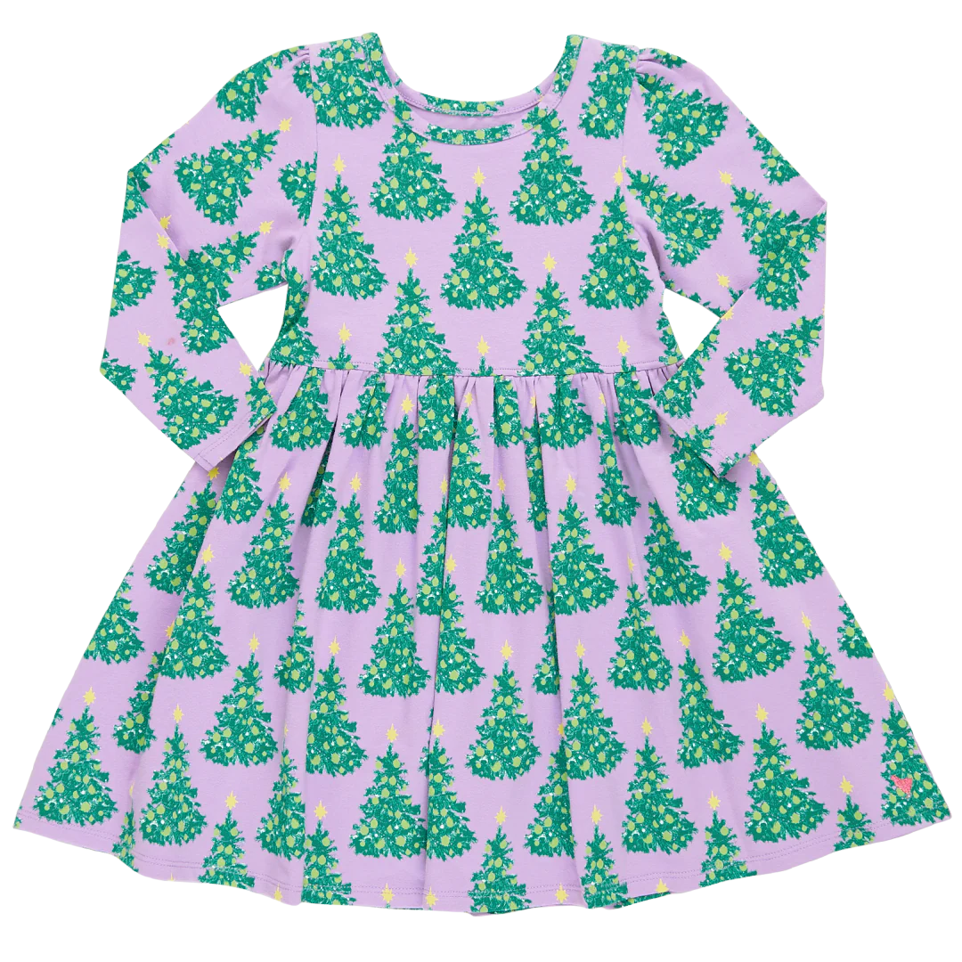 Girls Organic Steph Dress - Lavender Forest