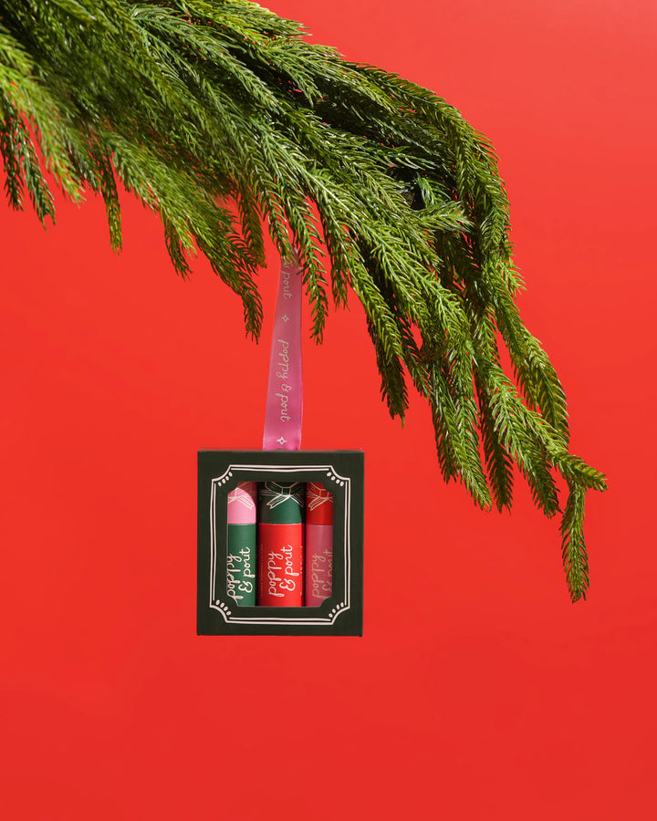 Poppy &amp; Pout - Holiday Lip Balm Trio Ornament