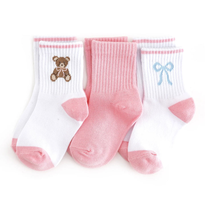 Crew Socks 3-Pack - Teddy Bow