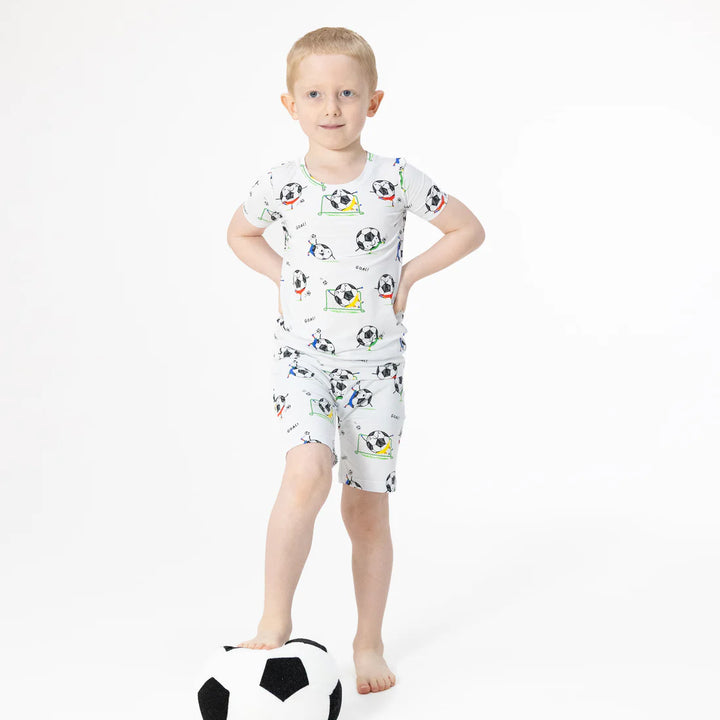 Soccer Balls Playing Soccer Blue Loungewear Short Set