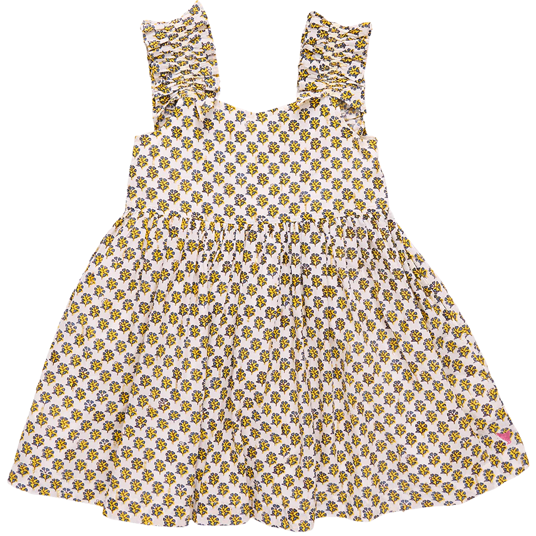 Via Dress Yellow Lisbon Ditsy