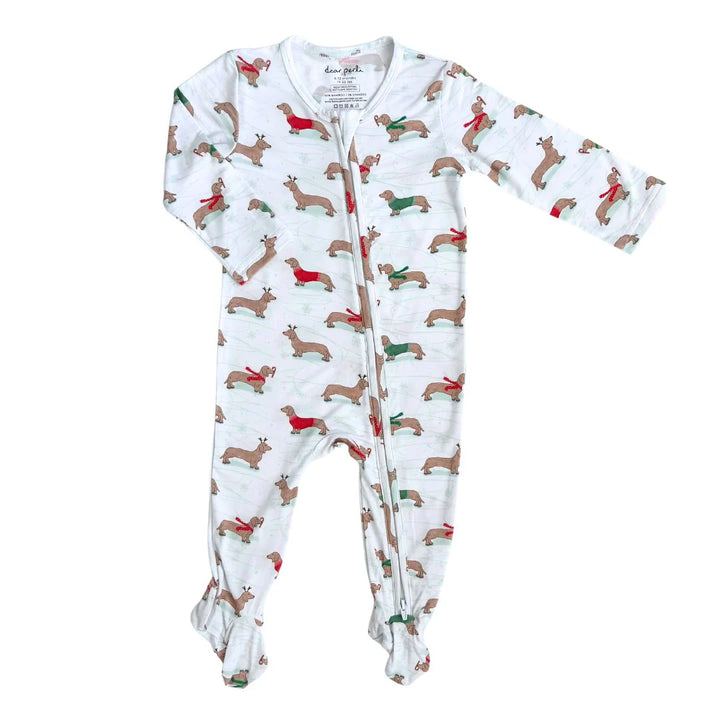 Holiday Dogs Zipper Footie