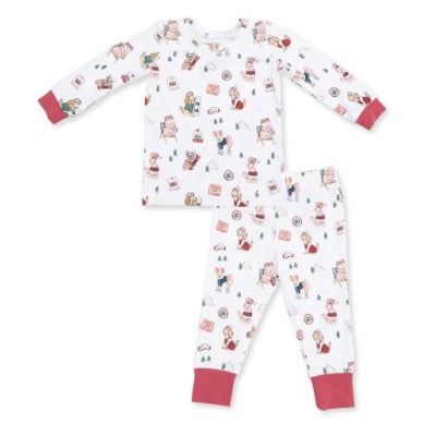 Winter Sports Dogs Long Sleeve Loungewear Set
