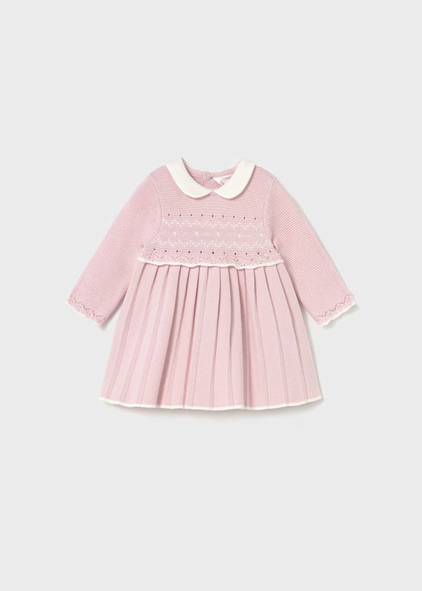 Baby Pink Pleated Knit Dress