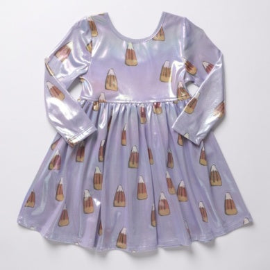Lamé Steph Dress – Lavender Candy Corn